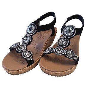 Cali by Sketchers Beverlee Vegan Size 8 Luxe Foam Black Rhinstone NWB